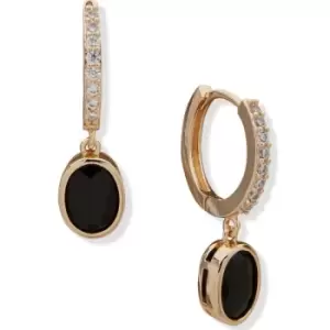 Image of Ladies Anne Klein Jewellery PE 15MM HOOP W/ STN DROP-GLD/JET/CRY Watch