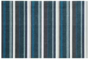 Image of Recylon Teal Striped Heavy Duty Mat, 120Cm X 67Cm