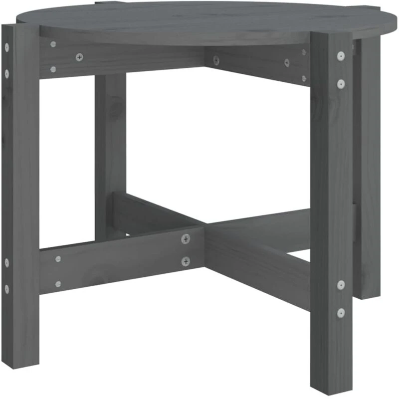 Image of Vidaxl Coffee Table Grey Ø 62.5X45cm Solid Wood Pine, Grey 822304