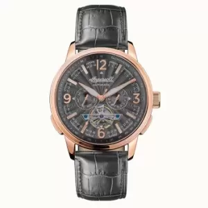 Image of Ingersoll 'The Regent' Automatic Black Dial Leather Strap Mens Watch I00302B