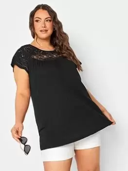 Image of Yours Crochet T-Shirt - Black, Size 20, Women