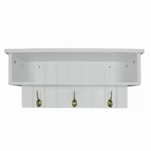 Image of Techstyle New England Wall Mounted Hall Rack With Storage And 3 Coat Hooks White