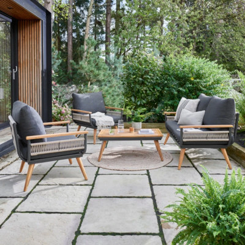 Image of Norfolk Leisure Norfolk Leisure Kimoro 4 Seater Metal Garden Sofa Set - Grey