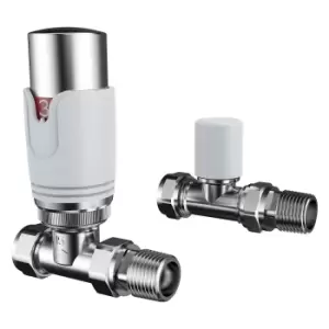 Image of VURTU11 Straight Thermostatic Radiator Valve & Lockshield in Chrome - Single