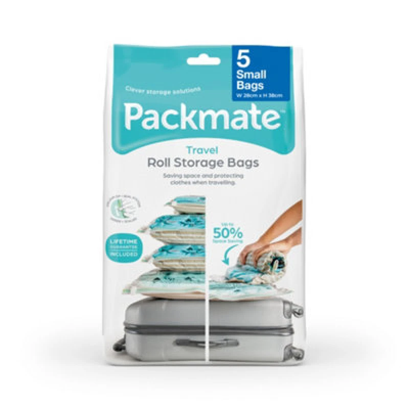 Image of 5Pc Small Travel Roll Storage Vacuum Bag Set (25X38Cm) By Packmate