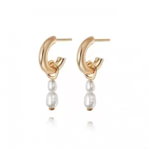 Image of Treasures Double Baroque Pearl Hoop Ear 18ct Gold Plated Earrings TE08_GP