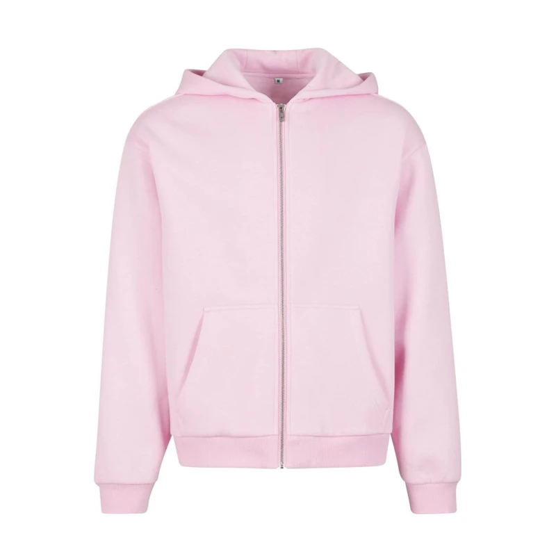 Image of Build Your Brand Mens Fluffy Full Zip Hoodie in Pink Size: XS Pink Male XS