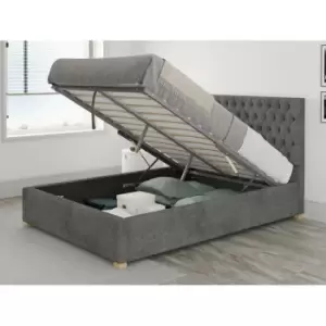 Image of Monroe Ottoman Upholstered Bed, Kimiyo Linen, Granite - Ottoman Bed Size Small Double (120x190)