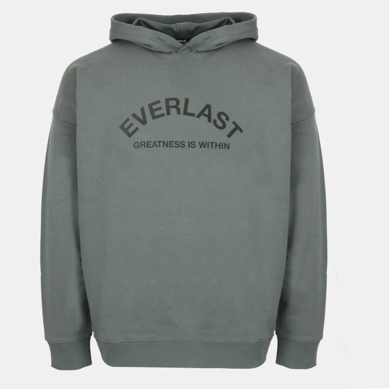 Image of Everlast Mens Flocked Cotton Long Sleeve Oversized Fit Hoodie Khaki male S