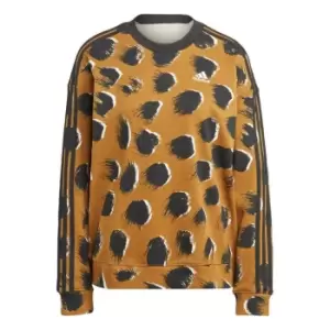 Image of adidas Essentials 3-Stripes Animal Print Sweatshirt Women - Bronze Strata / Multicolor / B