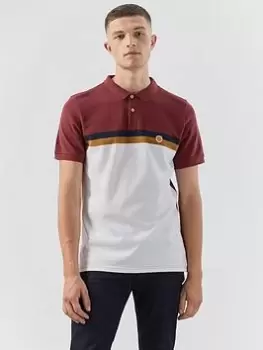 Image of Pretty Green Tilby Colourblock Polo Shirt, Burgundy Size M Men