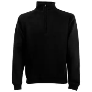 Image of Fruit Of The Loom Mens Zip Neck Sweatshirt (L) (Black)
