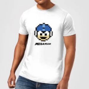 Image of Mega Man Pixel Face Mens T-Shirt - White - M