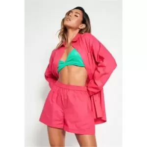 Image of I Saw It First Hot Pink Co-Ord Floaty Woven Boxer Shorts - Pink