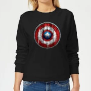 Image of Marvel Captain America Wooden Shield Womens Sweatshirt - Black