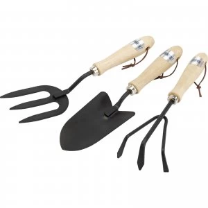 Image of Draper Carbon Steel Hand Fork, Cultivator and Trowel Hardwood Handles