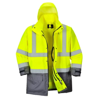 Image of Oxford Weave 300D Class 3 Hi Vis 5-in1 Executive Jacket Yellow / Grey 3XL