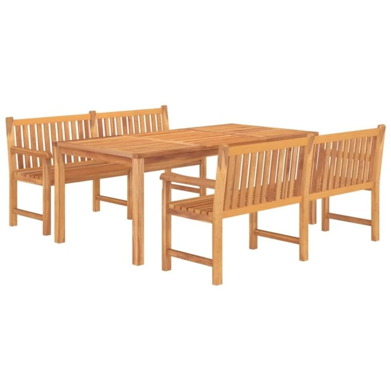 Image of vidaXL 3 Piece Garden Dining Set Solid Wood Teak, Brown 3157159