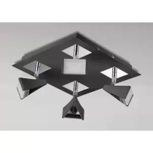 Image of Spot Filippo 4 square LED bulbs 20W 3000K, 1750lm, matt black/polished chrome