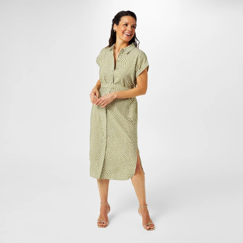 Image of Biba Biba Printed Shirt Dress - Green Green 8