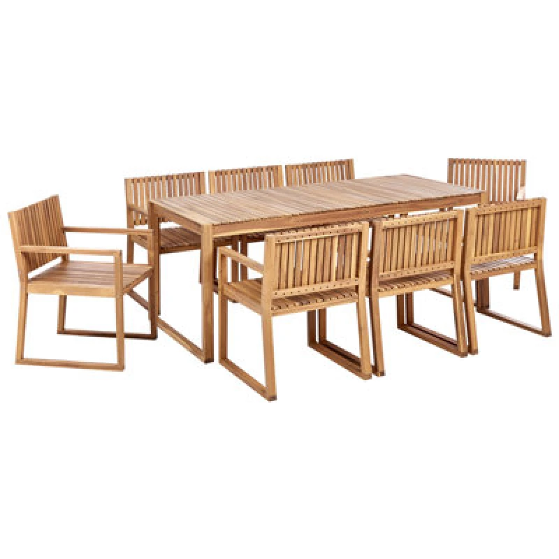 Image of Beliani Garden Dining Set 8 Seater Sassari Ii Certified Acacia Wood Light Brown