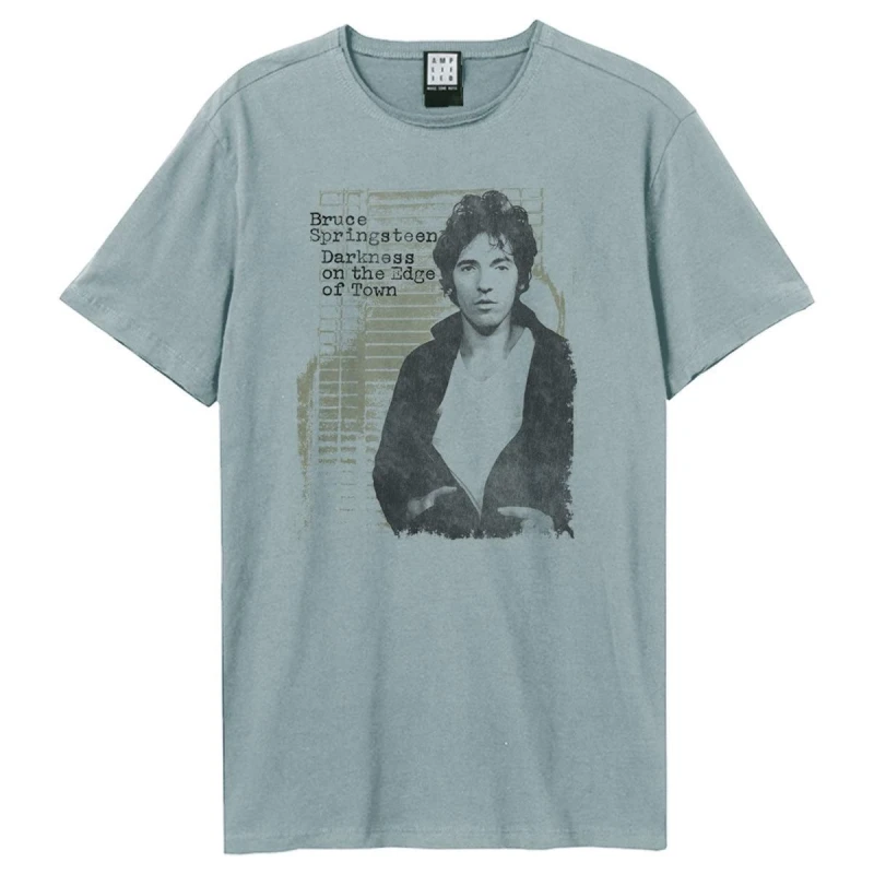 Image of Amplified Amplified Men Darkness Edge Of Town Bruce Springsteen T-Shirt in Pale Blue Size: X-Small Pale Blue XS Male 5063527634443