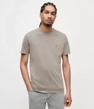 Image of AllSaints Mens Ossage Crew T-Shirt, Mink Grey, Size: M