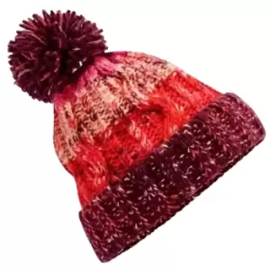 Image of Beechfield Womens/Ladies Corkscrew Pom Pom Beanie (One Size) (Cherry Sherbet)