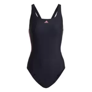 Image of adidas Mid 3-Stripes Swimsuit Womens - Legend Ink / Bliss Pink