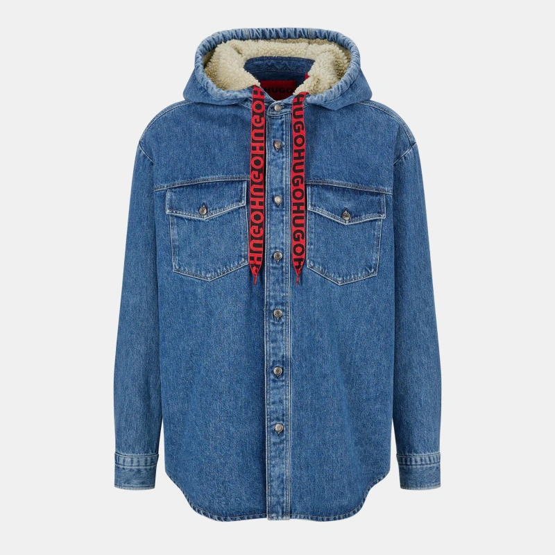 Image of Hugo Mens Elimu Long Sleeve Denim Shirt Pastel Blue male S