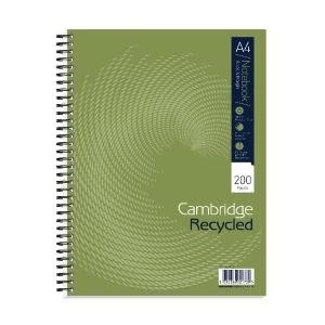 Image of Cambridge Recycled Ruled Wirebound Notebook 200 Pages A4 Pack of 3