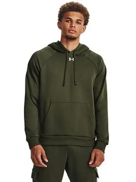 Image of Under Armour Mens Training Rival Fleece Hoodie - Khaki, Size S, Men