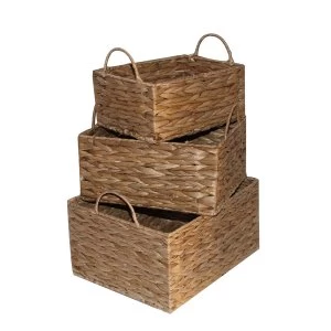 Image of Charles Bentley Hyacinth Wicker Square Storage Basket - Brown