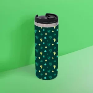 Image of Dark Cactus Pattern Thermo Travel Mug