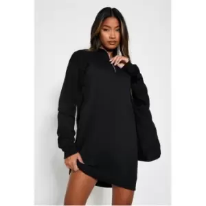 Image of I Saw It First Half Zip Oversized Sweatshirt Dress - Black