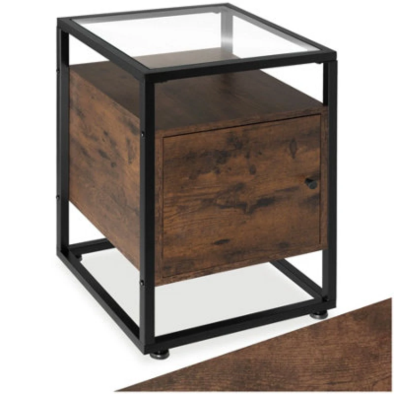 Image of Tectake Bedside Table Dudley - Industrial Wood Dark, Rustic