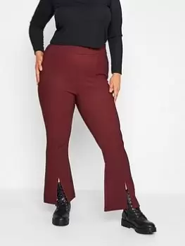 Image of Yours Rib Front Split Flare Legging - Plum, Purple, Size 14, Women