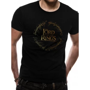 Image of Lord Of The Rings - Gold Foil Logo Mens XX-Large T-Shirt - Black
