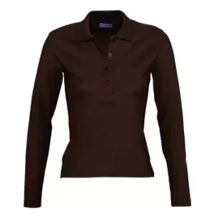 Image of SOLS Womens/Ladies Podium Long Sleeve Pique Cotton Polo Shirt (XL) (Chocolate)