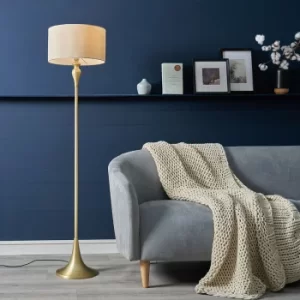 Image of Faulkner Matt Gold Floor Lamp with Mink Reni Shade