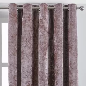 Image of Paoletti Verona Crushed Velvet Eyelet Curtains (72in x 90in) (Blush)