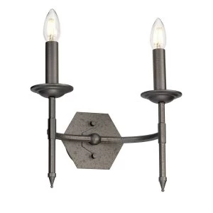 Image of 2 Light Indoor Candle Wall Light Iron, E14