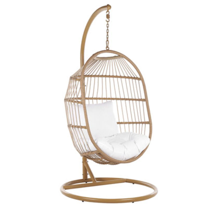 Image of Beliani Hanging Chair With Stand Alba Pe Rattan Natural