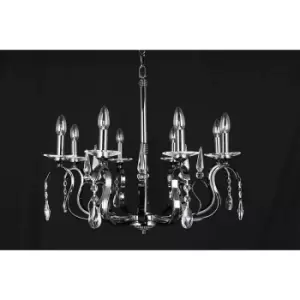 Image of Impex Rhinestone Crystal Gun Metal 8 Arm Chandelier