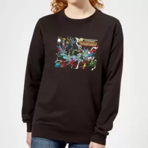 Image of Justice League Crisis On Infinite Earths Cover Womens Sweatshirt - Black - M - Black