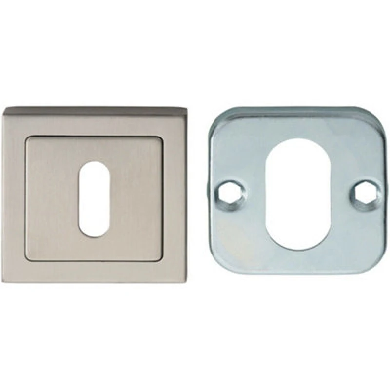 Image of Loops Square Lock Profile Escutcheon Concealed Fix 52 x 52mm Bright Satin Steel Metallics unisex