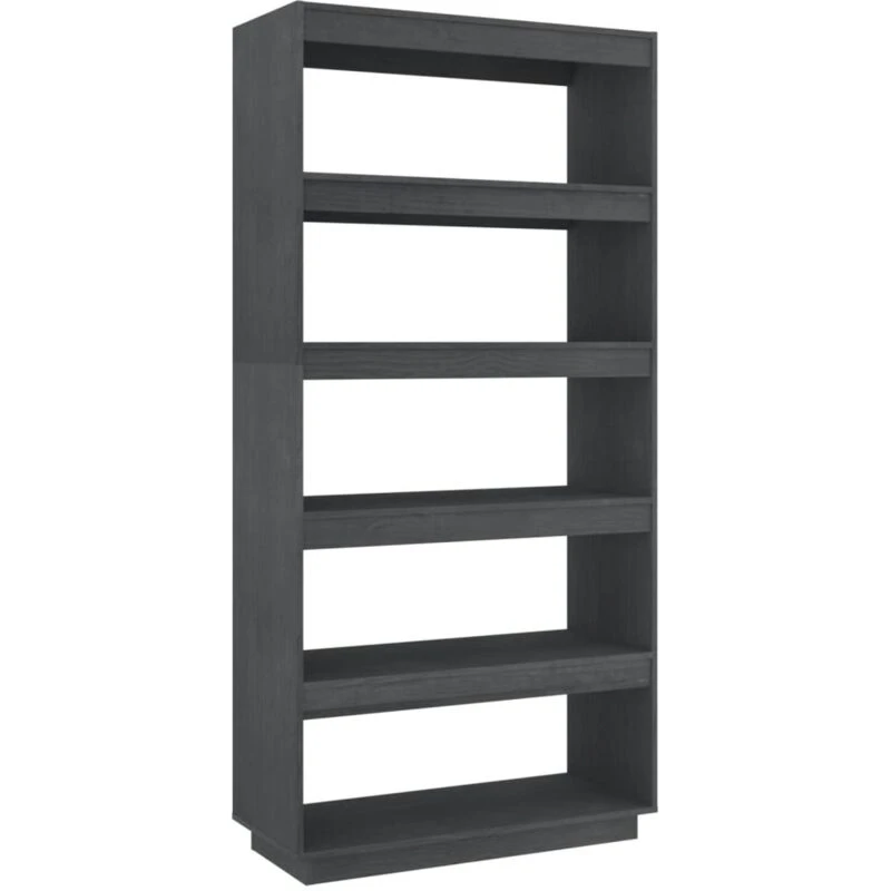 Image of Vidaxl Book Cabinet/Room Divider Grey 80X35X167cm Solid Pinewood, Grey 810896