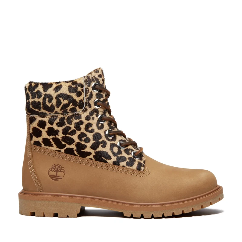 Image of Timberland Premium Boot Ankle Boots with Lace-Up Fastening Beige/Leopard Print Women 41 (7);40 (6.5);39 (5.5 to 6);38 (5);37 (4)