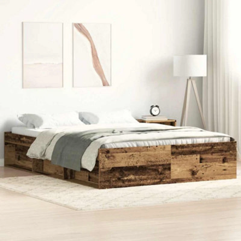 Image of Vidaxl Bed Frame Without Mattress Old Wood 120X190Cm Small Double Engineered Wood