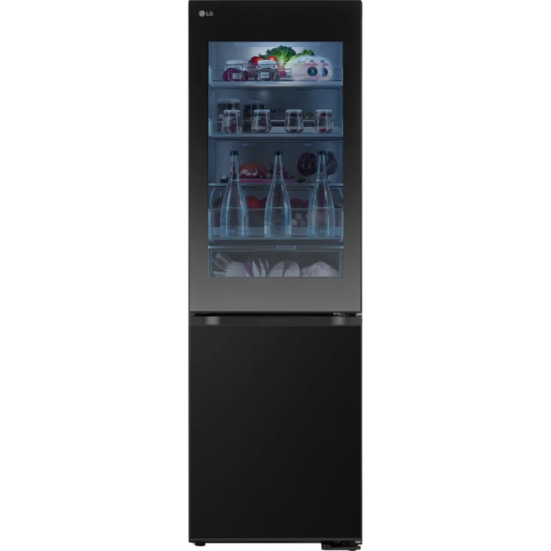 Image of LG InstaView ThinQ GBG5160CEV WiFi Connected 186cm High 60/40 No Frost Fridge Freezer - Black Steel - C Rated